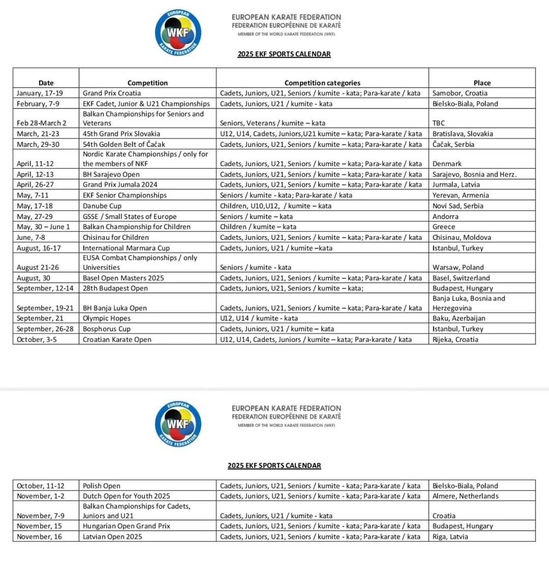 2025 EKF Sports Calendar Overview