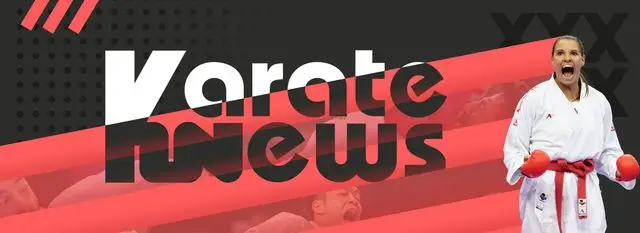 Karate.news banner: an athlete in a white gi beside the logo, on black diagonals.