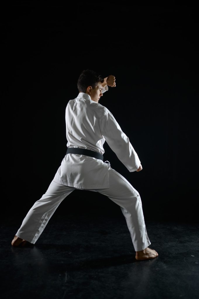 male karate fighter in a combat stance