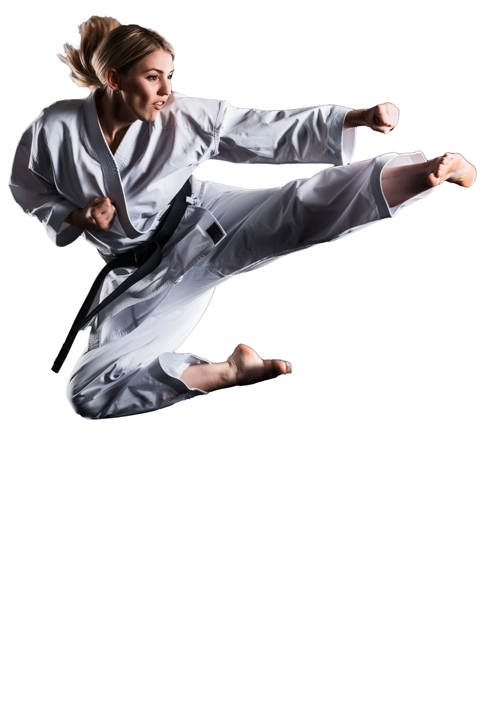 Karate Frau Kick Sprung